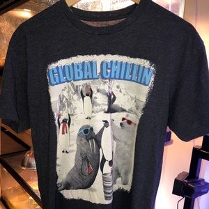 Unused “Global Chillin” gray Tee Shirt, medium